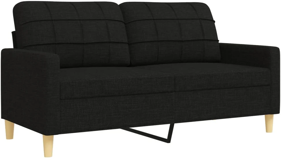 Sofa Sofos komplektas su pakoja, 4 dalių, juodas, audinys