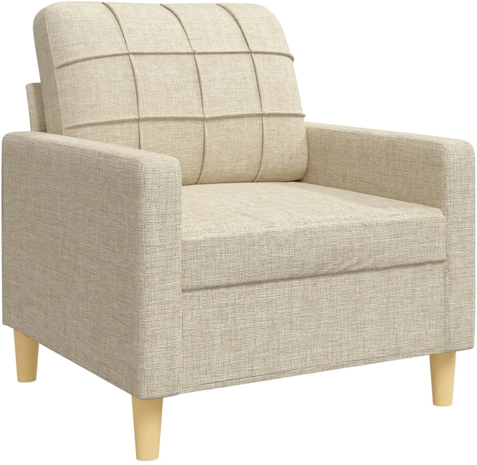 Sofa Sofos komplektas su pakoja, 4 dalių, kreminis, audinys