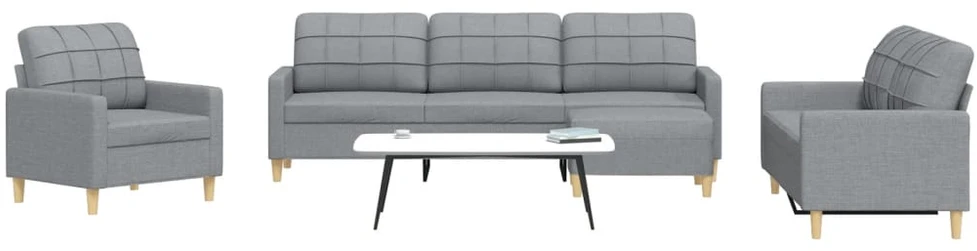 Sofa Sofos komplektas su pakoja, 4 dalių, pilkas, audinys