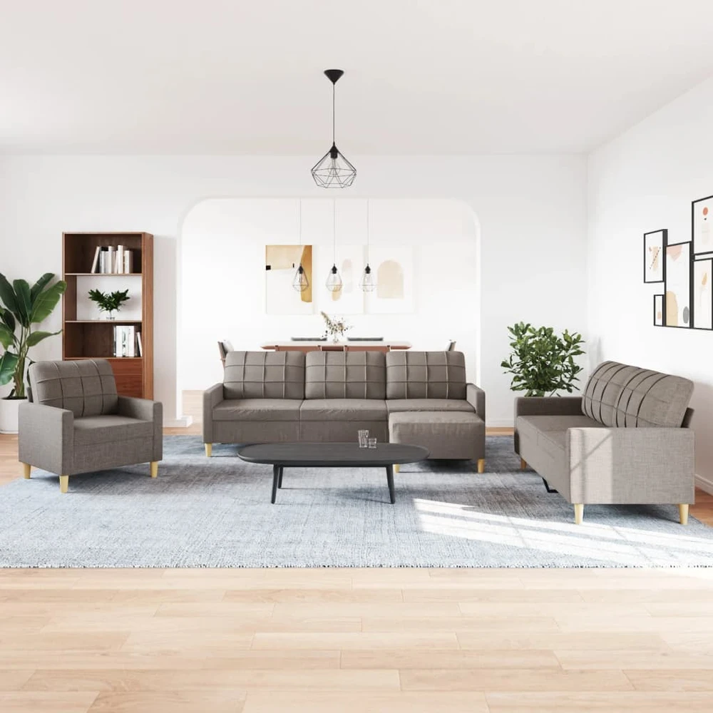 Sofa Sofos komplektas su pakoja, 4 dalių, taupe, audinys