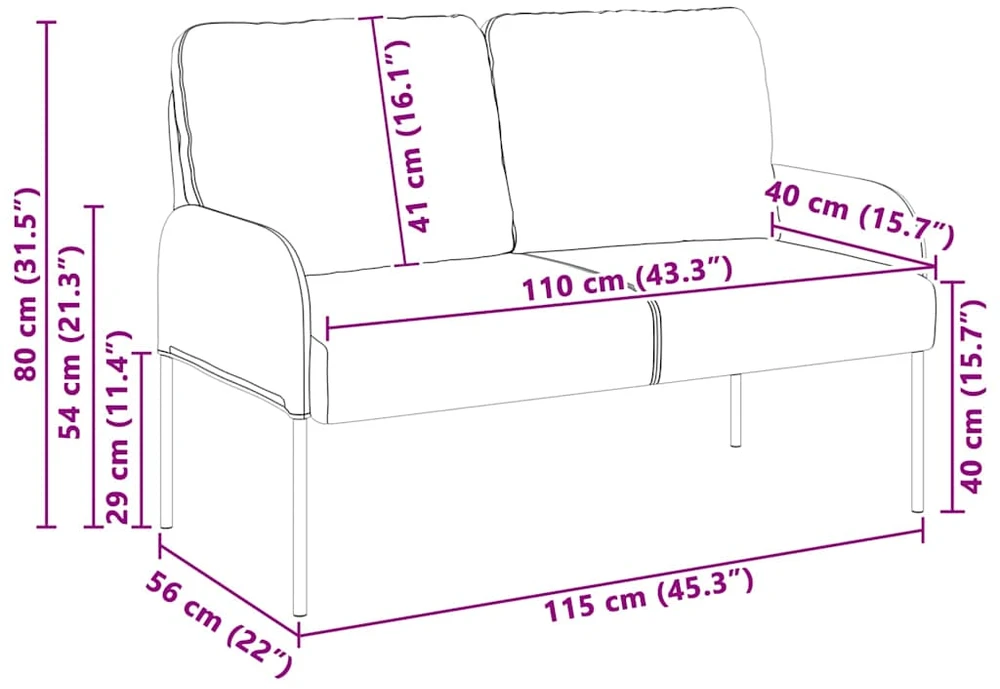 Sofa Sofos su pagalve 110cm Šviesiai pilka fanera