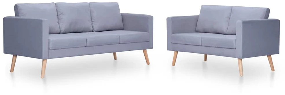 Sofa Sofų komplektas, 2-vietė ir 3-vietė, audinys, šviesiai pilkas