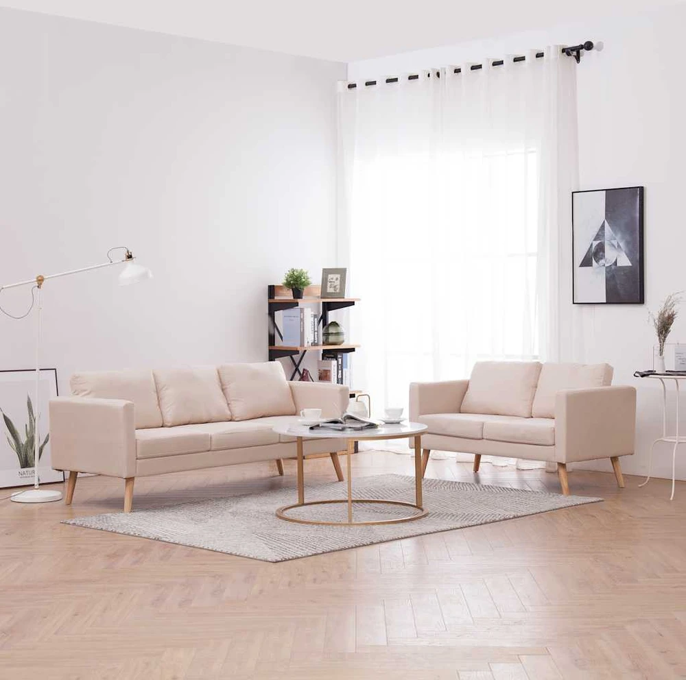 Sofa Sofų komplektas, 2d., kreminės sp., audinys