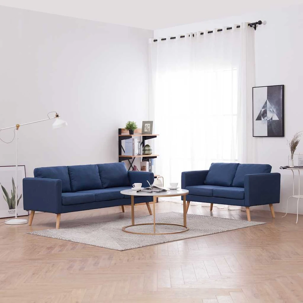 Sofa Sofų komplektas, 2d., mėlynas, audinys