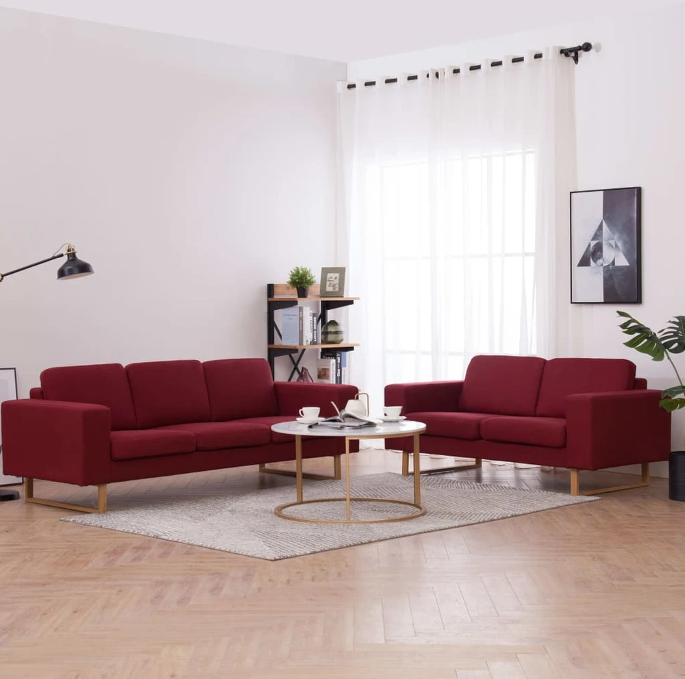 Sofa Sofų komplektas, 2d., vyno raud. sp., audinys