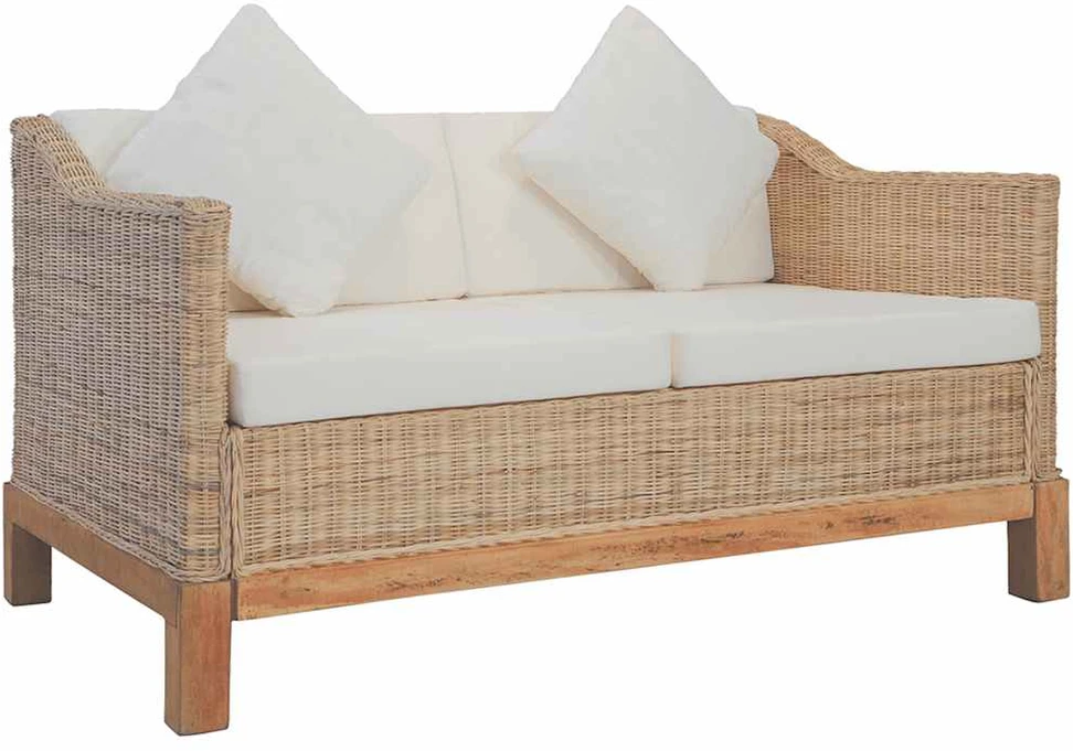Sofa Sofų komplektas su pagalvėlėmis, 2 d., natūralus ratanas