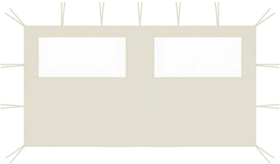 Šoninė pavėsinės siena su langais, kreminės spalvos, 4x2m