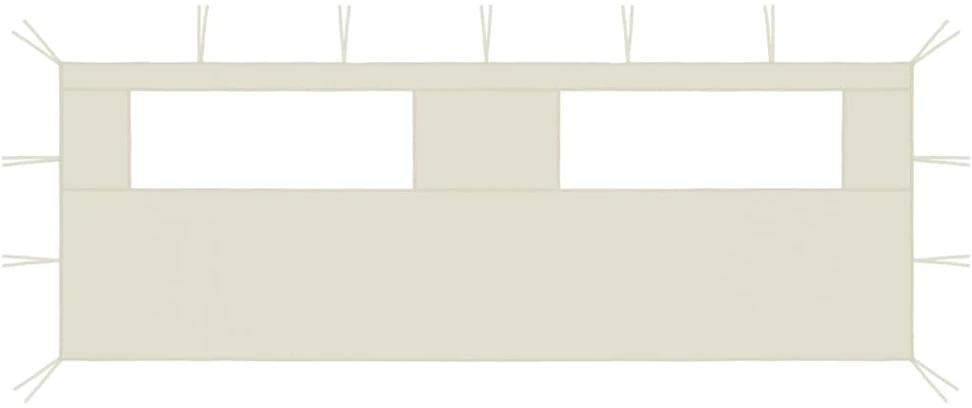 Šoninė pavėsinės siena su langais, kreminės spalvos, 6x2m