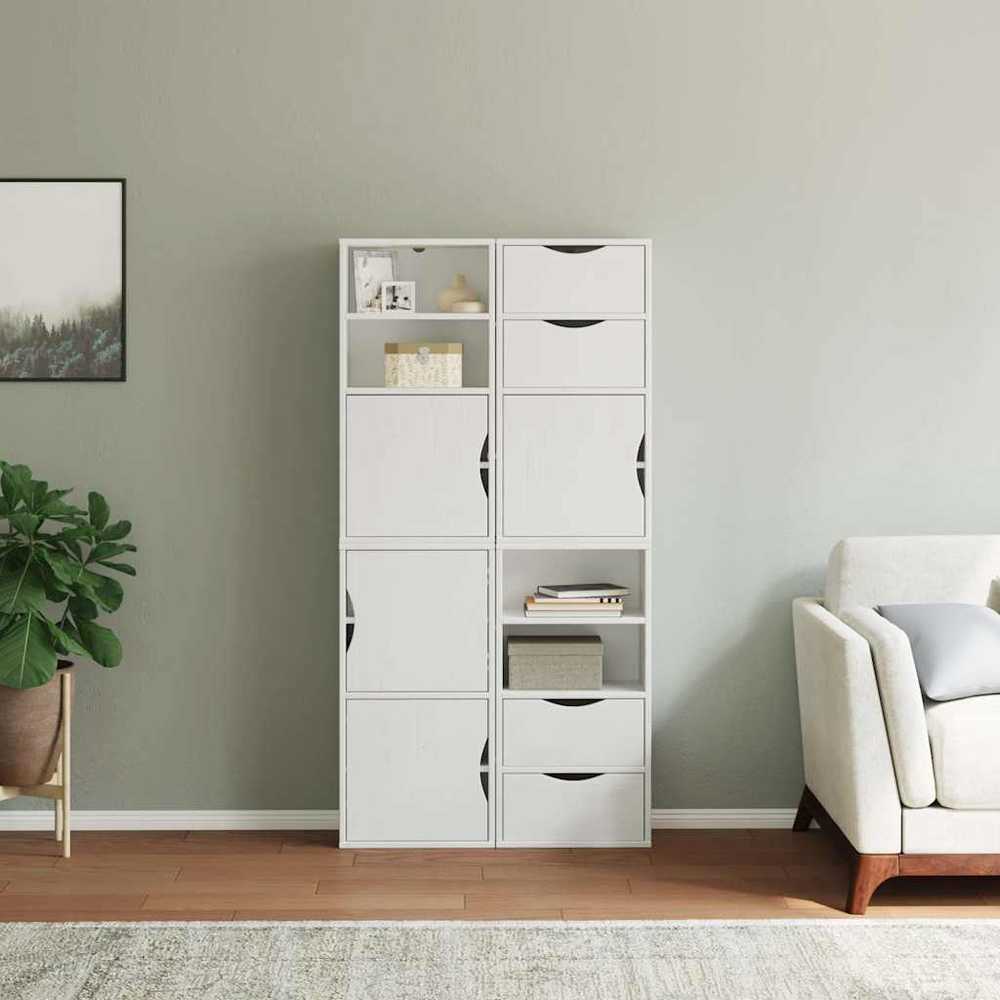 Šoninė spintelė 4 vnt ODDA, baltas, 40x24x79 cm, pušies masyvas
