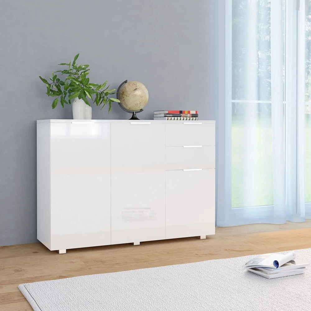 Šoninė spintelė, baltos spalvos, 107x35x80,5cm, labai blizgi