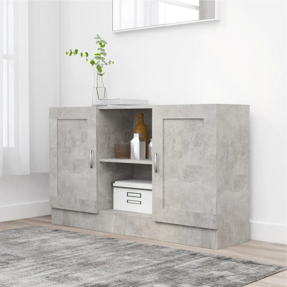 Šoninė spintelė, betono, 120x30,5x70cm, apdirbta mediena