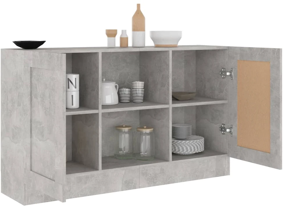 Šoninė spintelė, betono, 120x30,5x70cm, apdirbta mediena