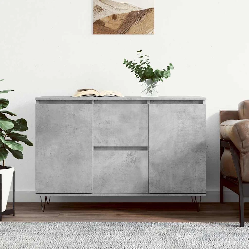Šoninė spintelė, betono pilka, 104x35x70cm, apdirbta mediena