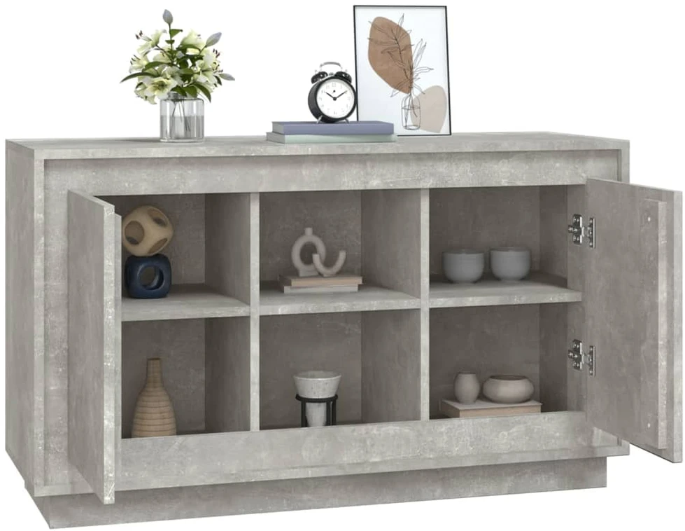 Šoninė spintelė, betono pilka, 102x35x60cm, apdirbta mediena