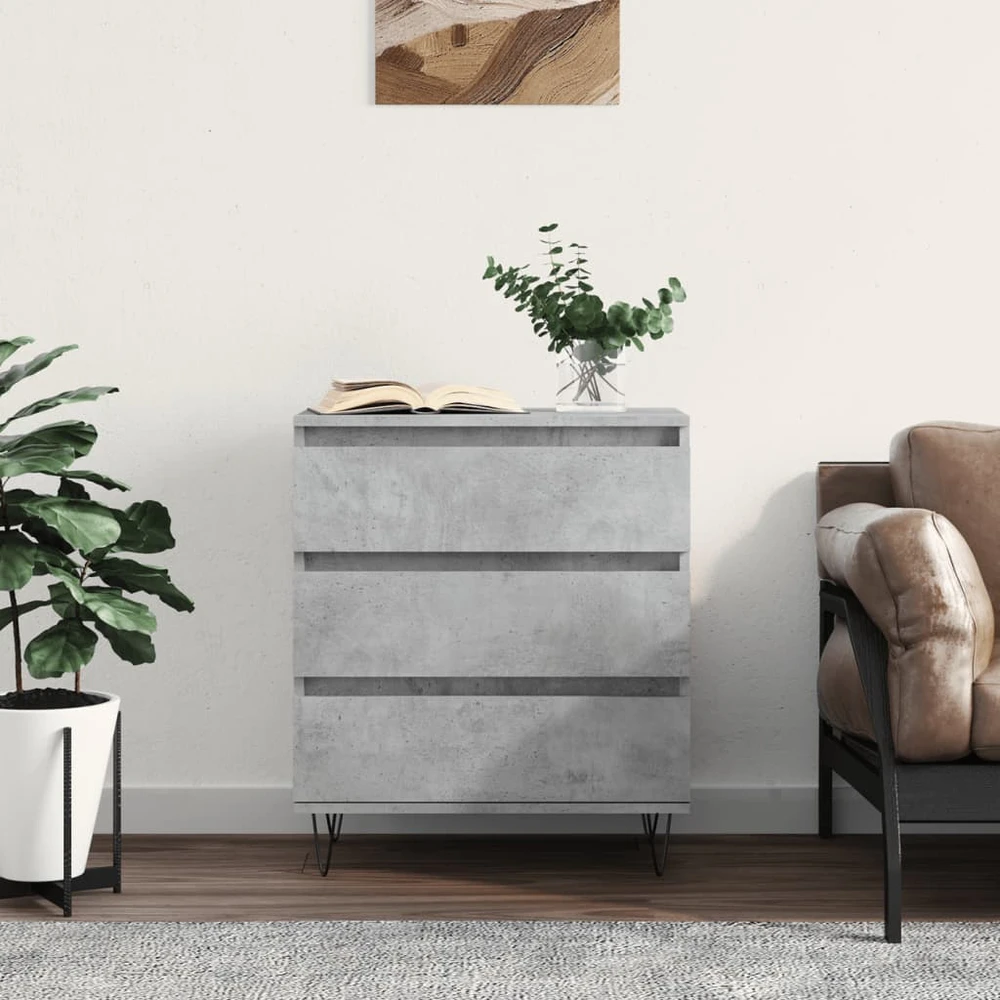Šoninė spintelė, betono pilka, 60x35x70cm, apdirbta mediena