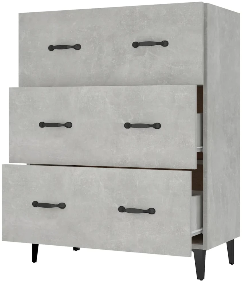 Šoninė spintelė, betono pilka, 69,5x34x90cm, apdirbta mediena