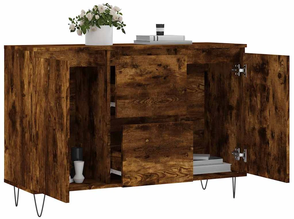 Šoninė spintelė, dūminio ąžuolo, 104x35x70cm, apdirbta mediena