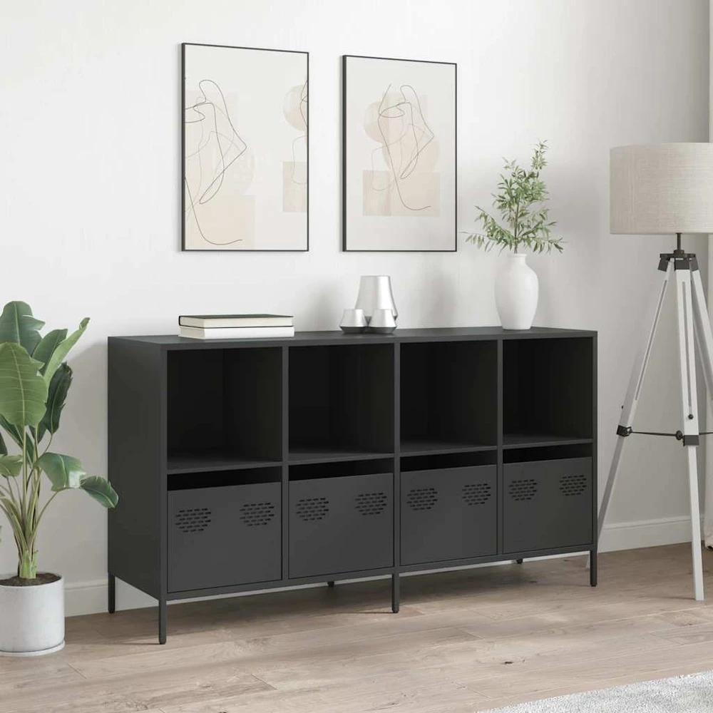 Šoninė spintelė, juoda, 135x39x73,5cm, plienas