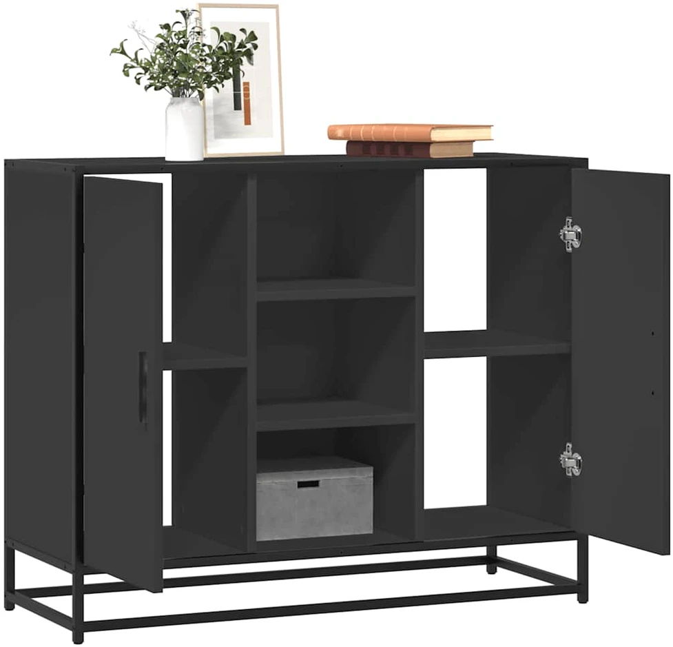 Šoninė spintelė, juodos spalvos, 92x35x76cm, apdirbta mediena