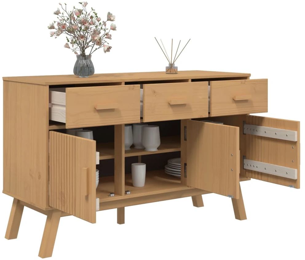 Šoninė spintelė OLDEN, ruda, 114x43x73,5cm, pušies masyvas