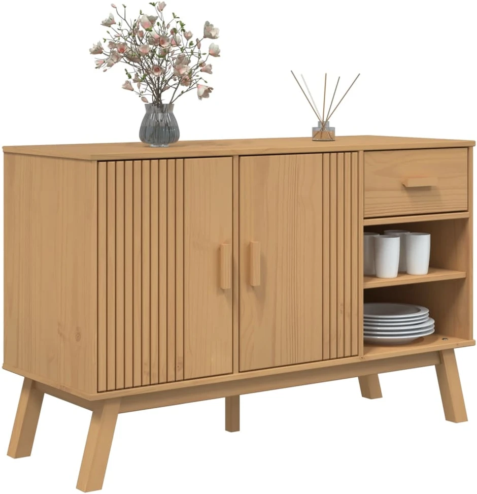 Šoninė spintelė OLDEN, ruda, 114x43x73,5cm, pušies masyvas