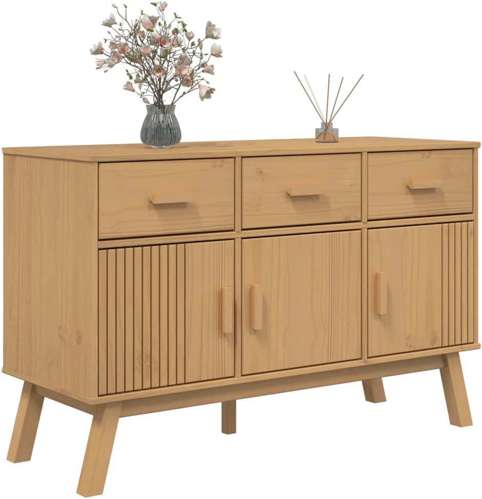 Šoninė spintelė OLDEN, ruda, 114x43x73,5cm, pušies masyvas
