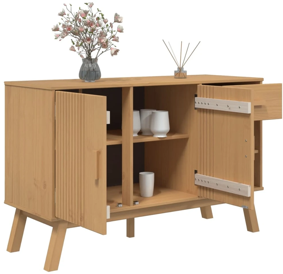 Šoninė spintelė OLDEN, ruda, 114x43x73,5cm, pušies masyvas