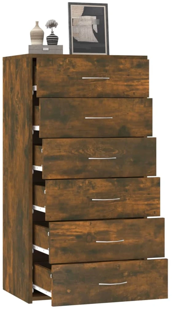Šoninė spintelė su 6 stalčiais, ąžuolo, 50x34x96cm, mediena