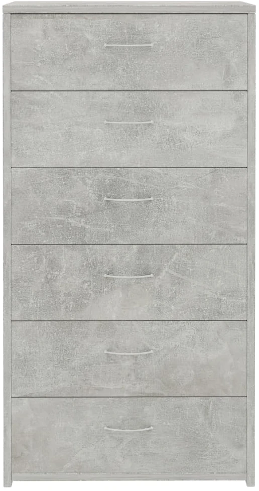 Šoninė spintelė su 6 stalčiais, betono, 50x34x96cm, mediena