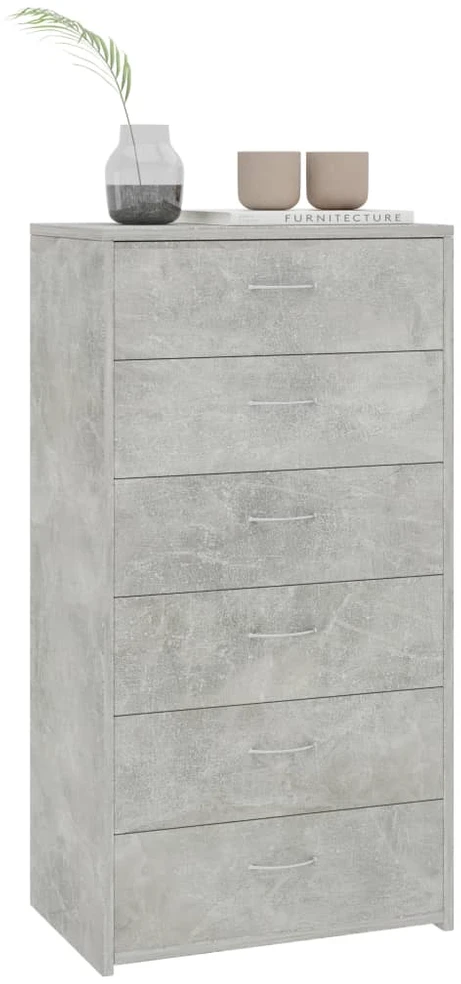 Šoninė spintelė su 6 stalčiais, betono, 50x34x96cm, mediena