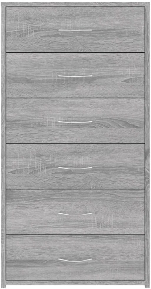 Šoninė spintelė su 6 stalčiais, pilka, 50x34x96cm, mediena