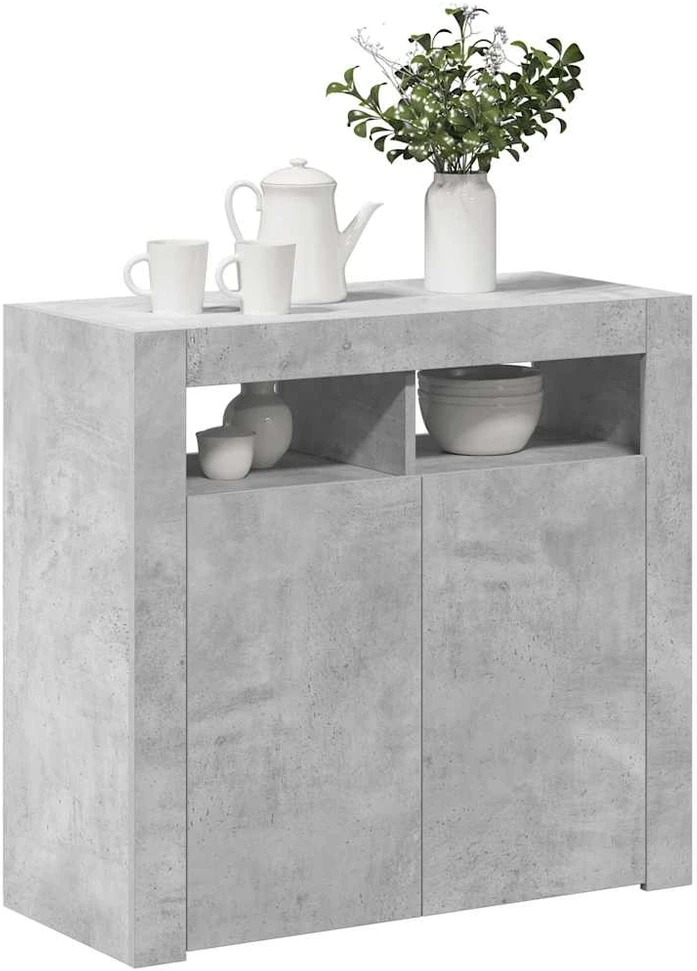 Šoninė spintelė su LED apšvietimu, betono pilka, 80x35x75cm