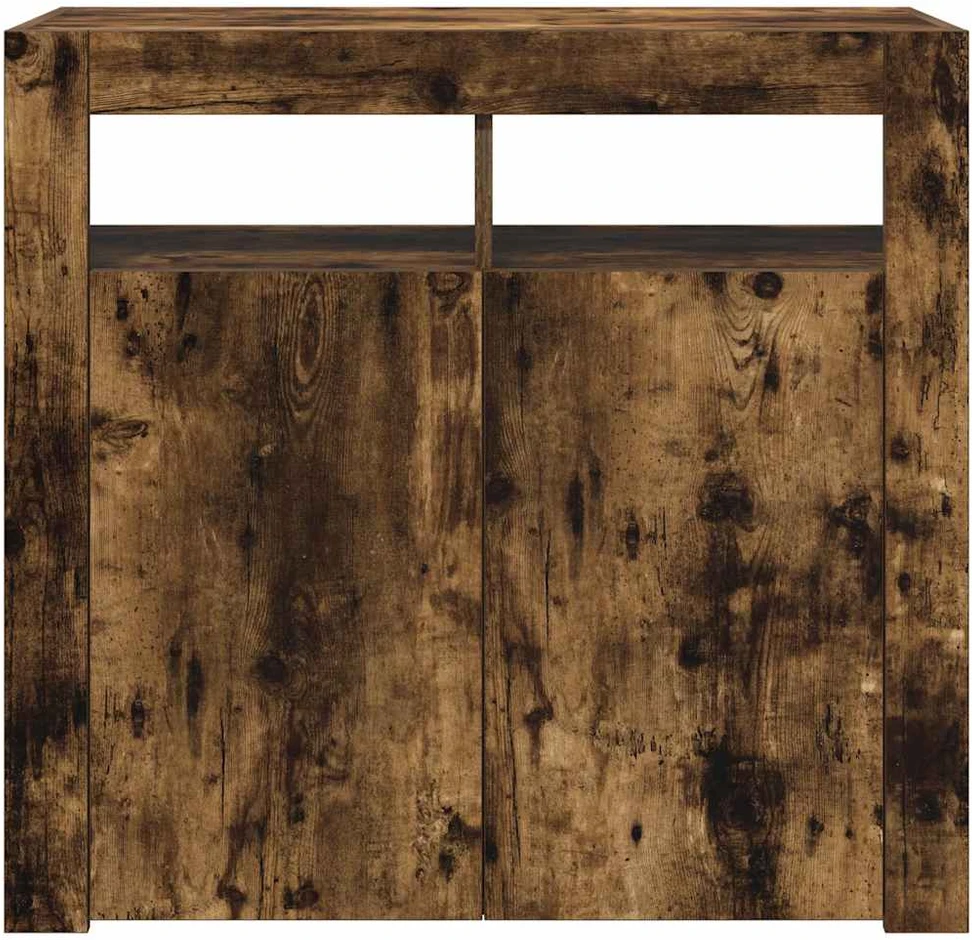 Šoninė spintelė su LED apšvietimu, dūminio ąžuolo, 80x35x75cm