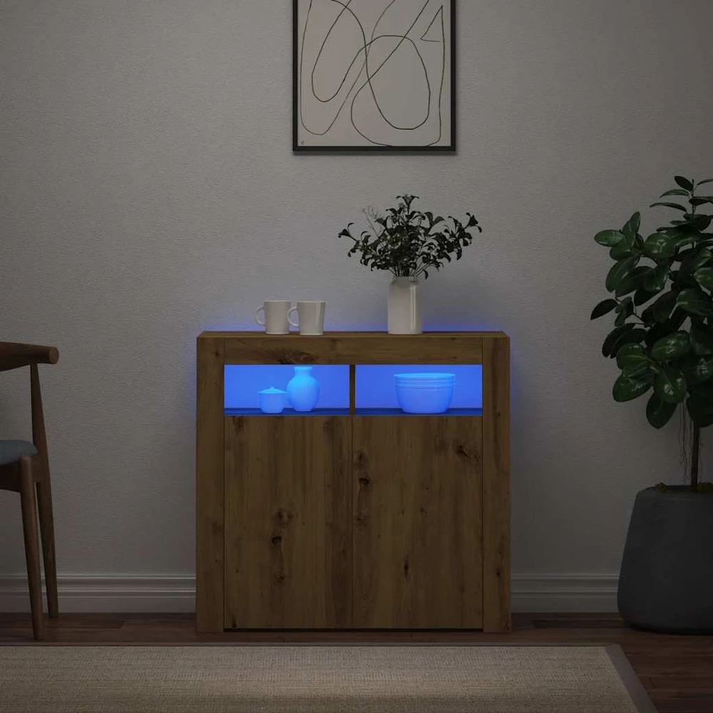 Šoninė spintelė su LED, artisano, 80x35x75cm, apdirbta mediena