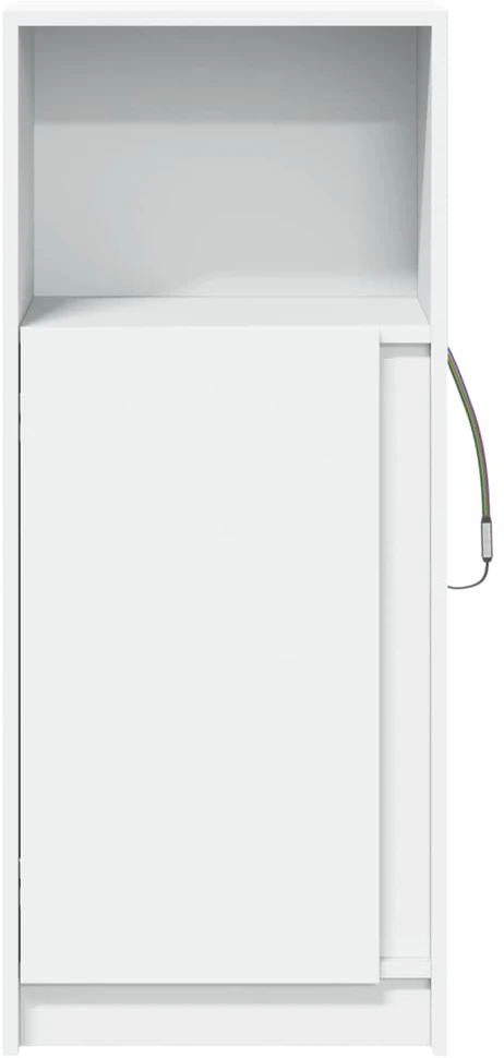 Šoninė spintelė su LED, balta, 42,5x34x100cm, apdirbta mediena