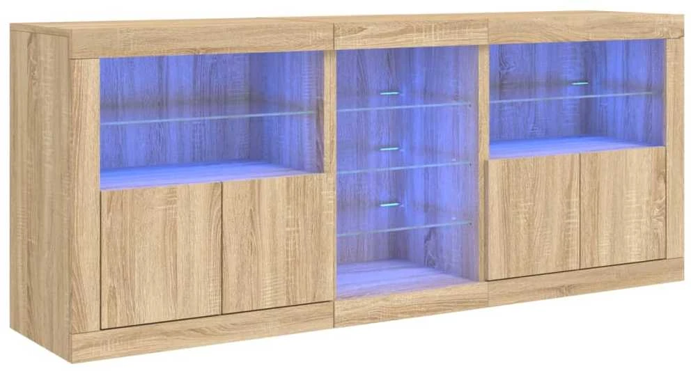 Šoninė spintelė su LED lemputėmis, ąžuolo, 181,5x37x67cm