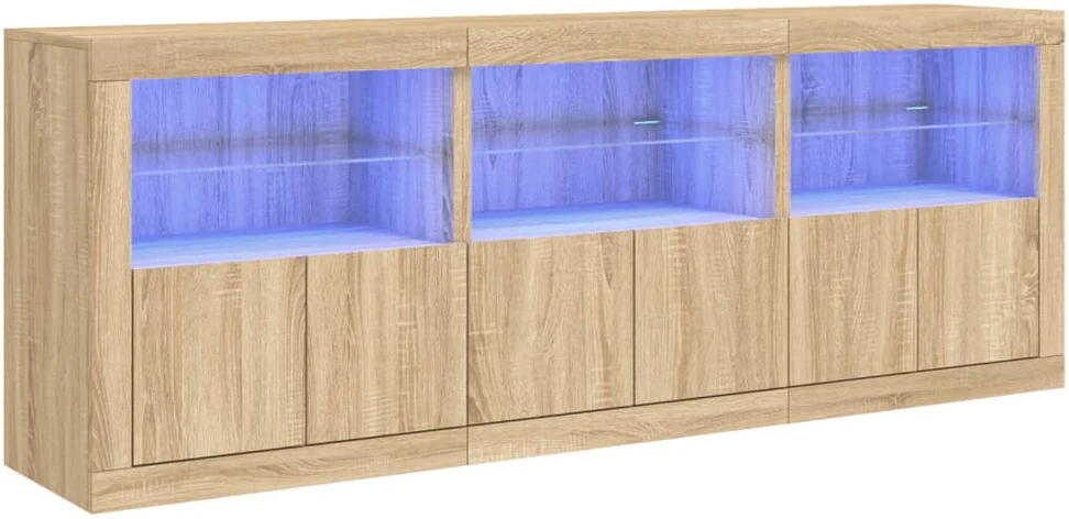 Šoninė spintelė su LED lemputėmis, ąžuolo, 181,5x37x67cm