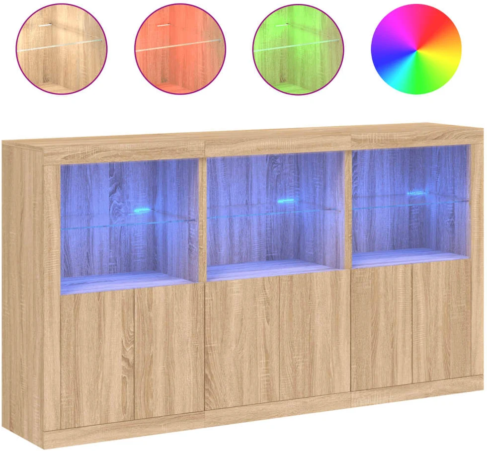 Šoninė spintelė su LED lemputėmis, ąžuolo, 181,5x37x100cm