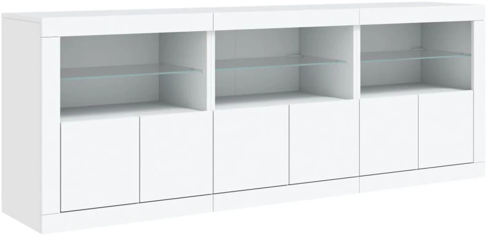 Šoninė spintelė su LED lemputėmis, balta, 181,5x37x67cm