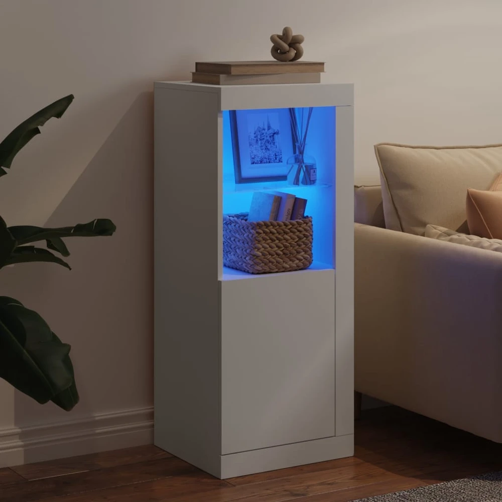Šoninė spintelė su LED lemputėmis, baltos spalvos, 41x37x100cm