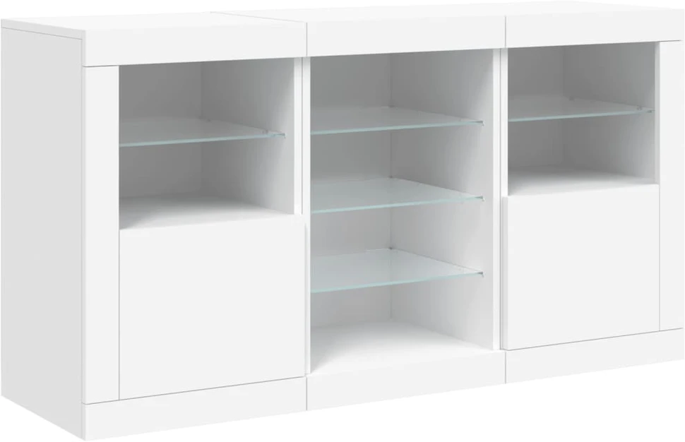 Šoninė spintelė su LED lemputėmis, baltos spalvos, 123x37x67cm