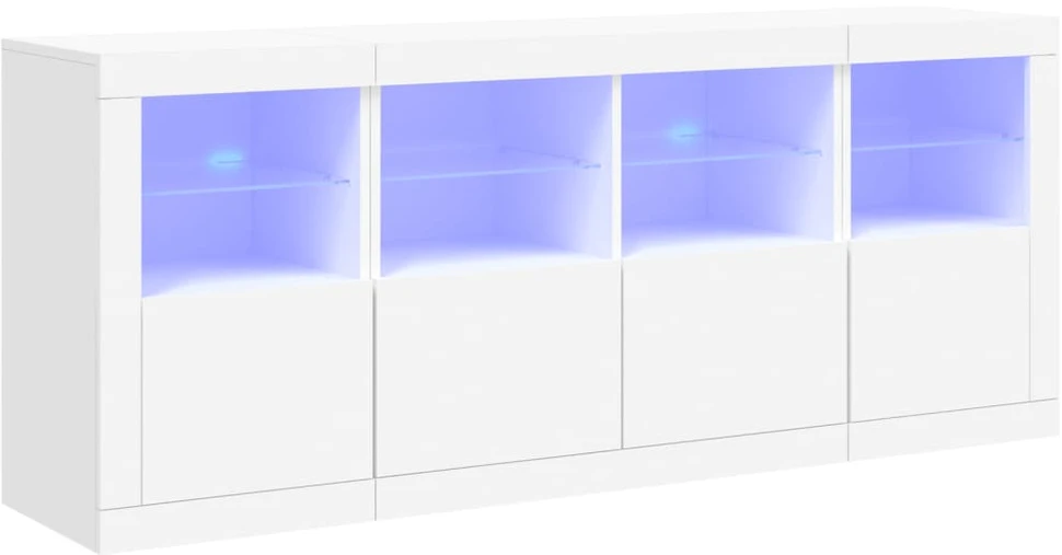 Šoninė spintelė su LED lemputėmis, baltos spalvos, 163x37x67cm