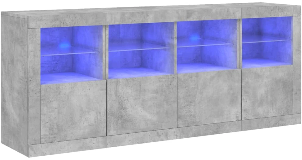 Šoninė spintelė su LED lemputėmis, betono pilka, 163x37x67cm