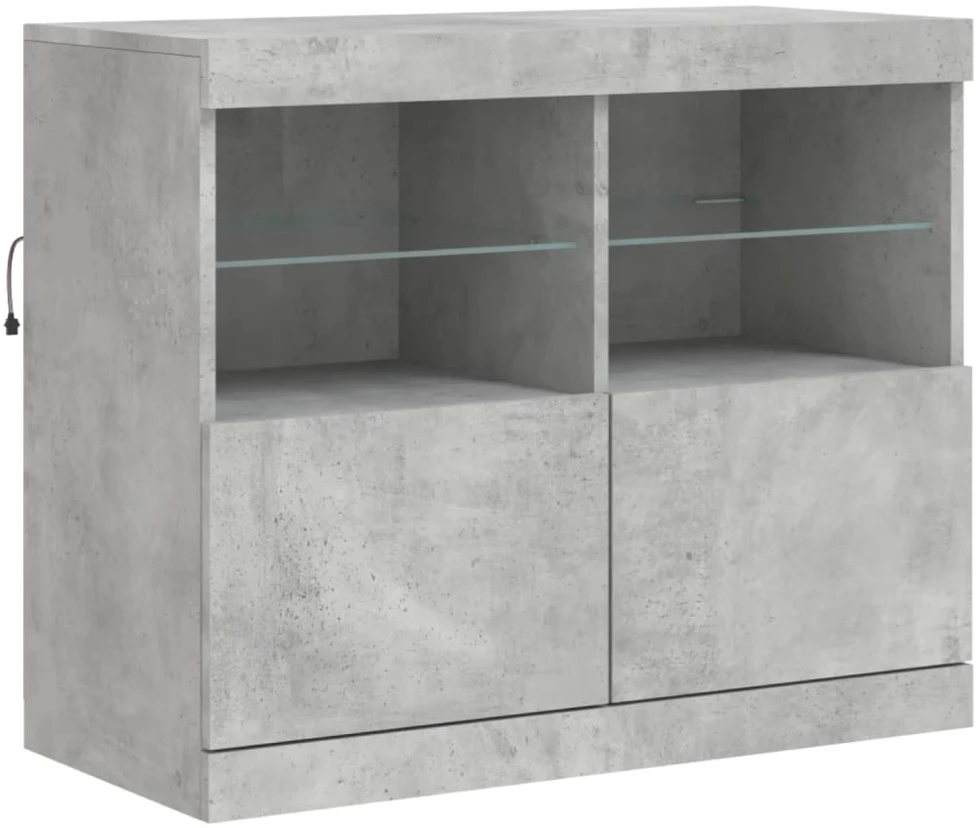 Šoninė spintelė su LED lemputėmis, betono pilka, 81x37x67cm