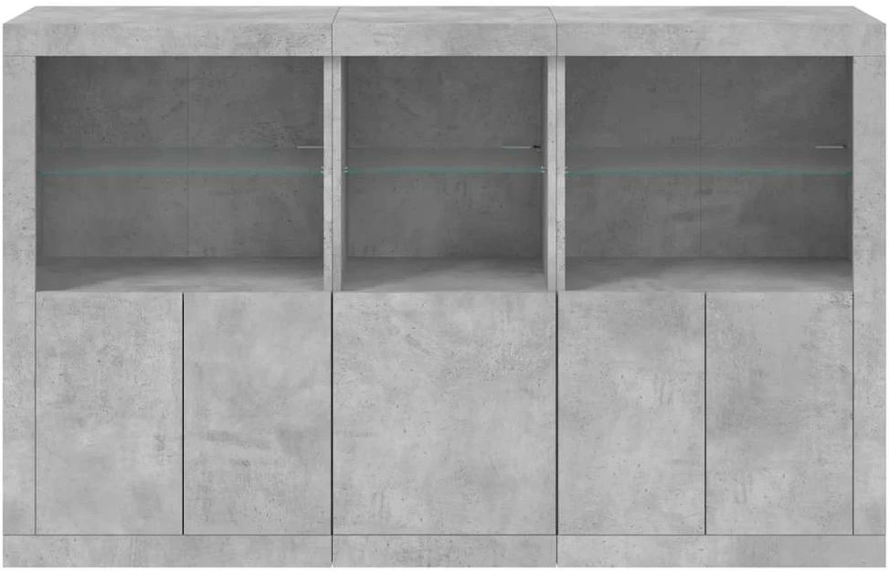 Šoninė spintelė su LED lemputėmis, betono pilka, 162x37x100cm