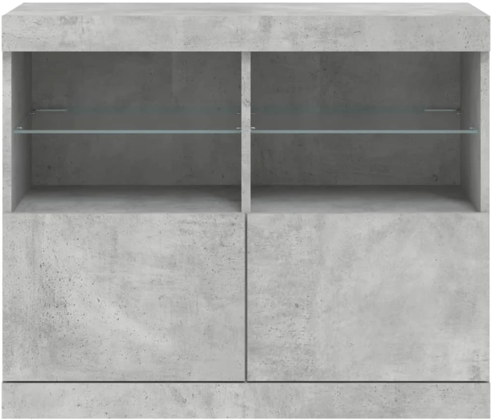 Šoninė spintelė su LED lemputėmis, betono pilka, 81x37x67cm