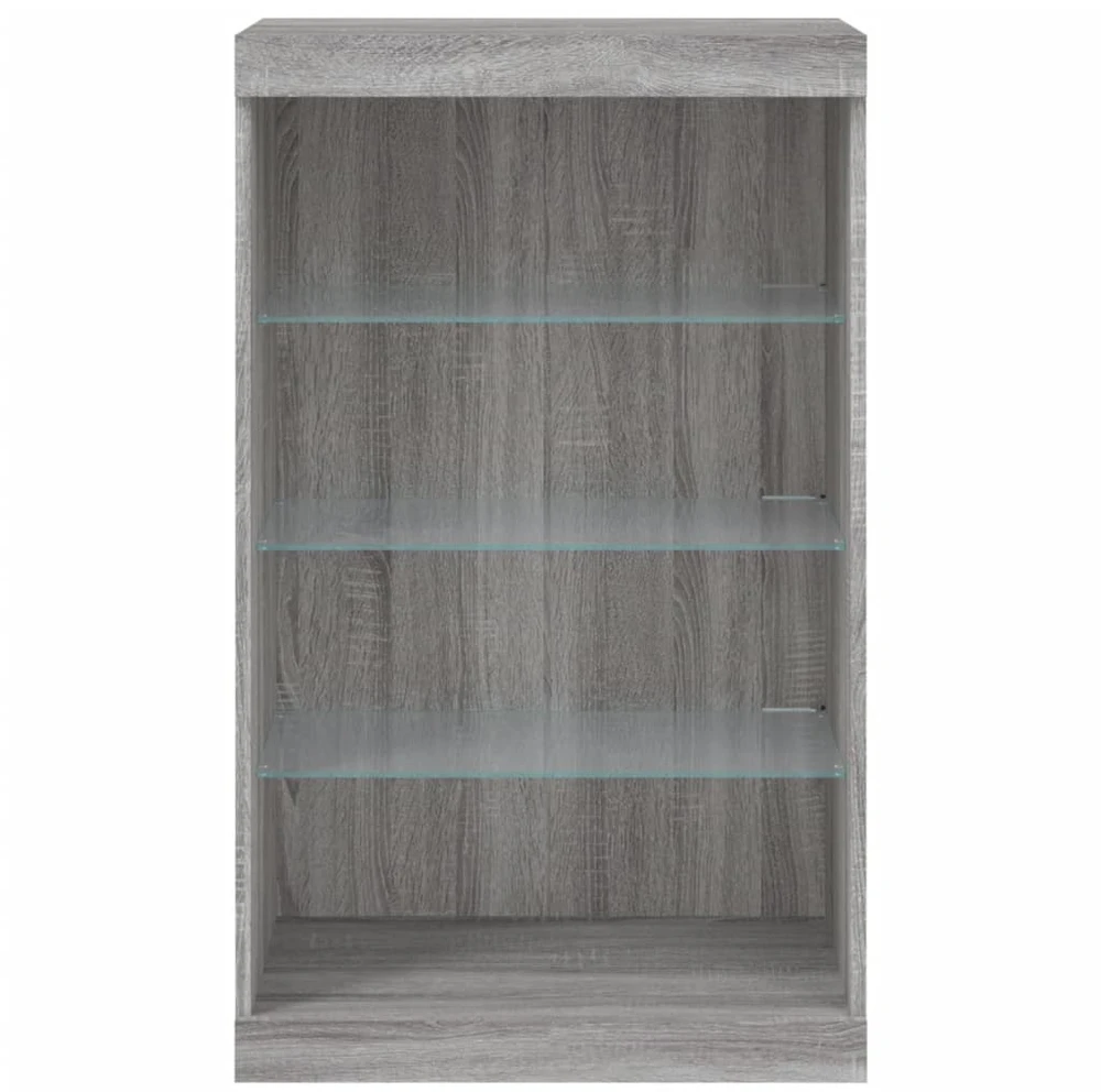 Šoninė spintelė su LED lemputėmis, pilka ąžuolo, 60,5x37x100cm