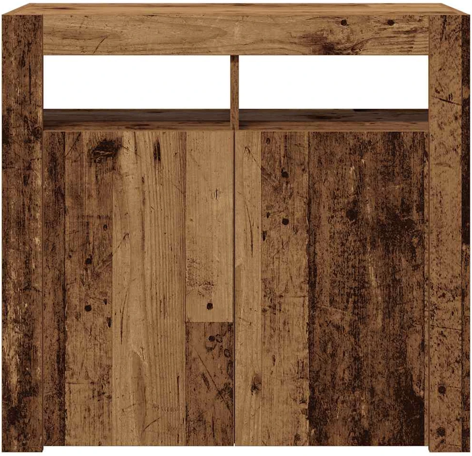 Šoninė spintelė su LED, medienos, 80x35x75cm, apdirbta mediena