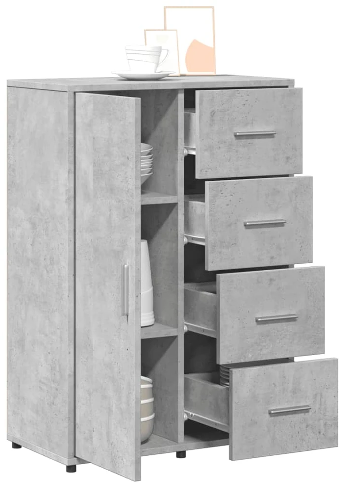 Šoninės spintelės, 2vnt., betono, 60x31x84cm, apdirbta mediena