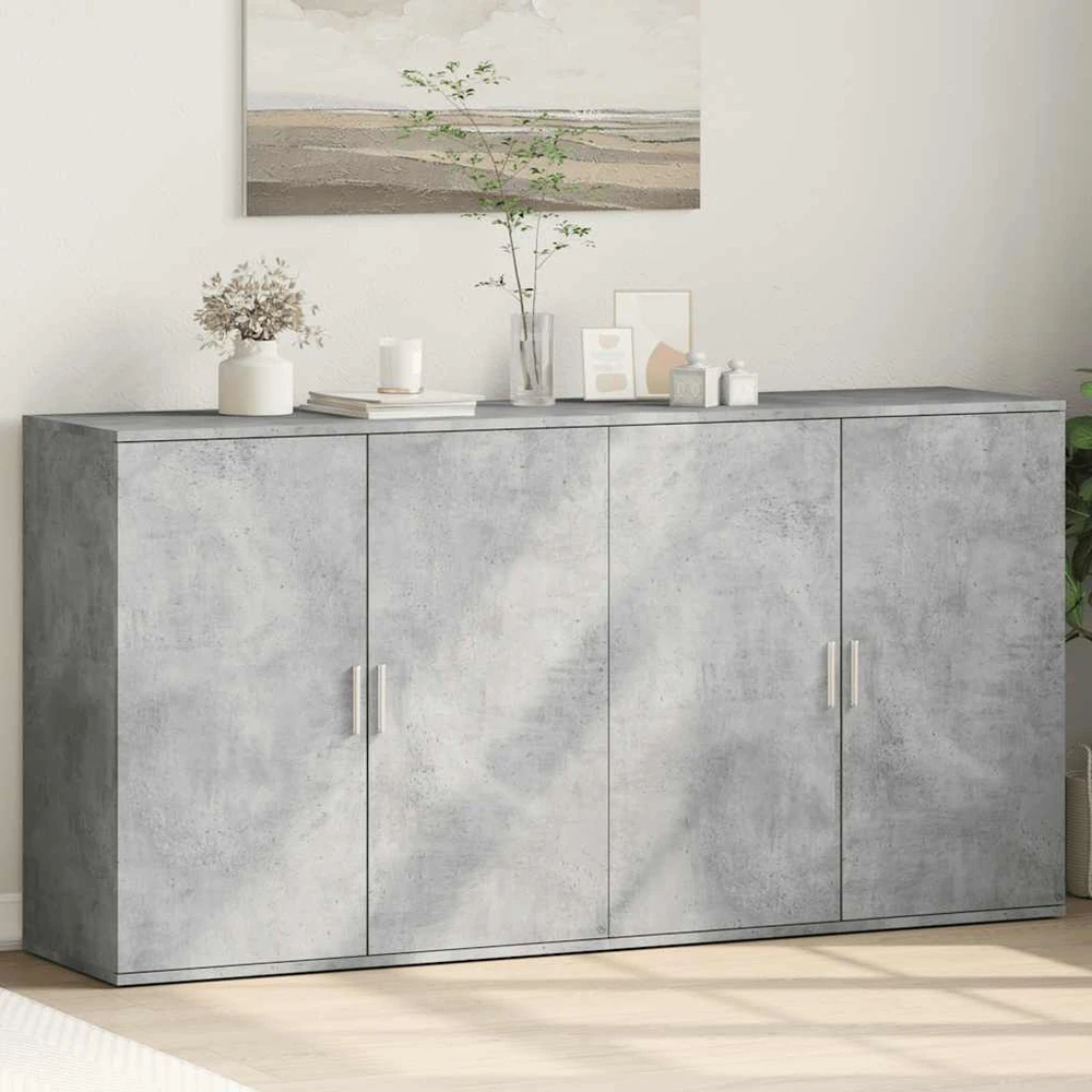 Šoninės spintelės, 2vnt., betono, 79x38x80cm, apdirbta mediena